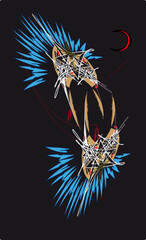 moon. tarot card back design. contemporary vector art