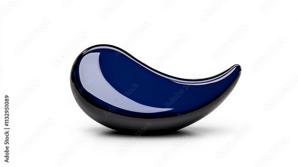 Poster abstract blue teardrop shape: a sleek, modern 3d rendering of a teardrop shape in a deep blue, evoki