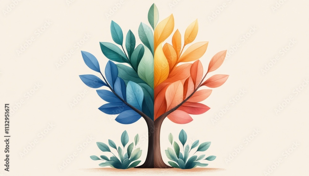Aufkleber boost your efficiency with this vivid graphic of a colorful productivity tree, with leaves as tasks,