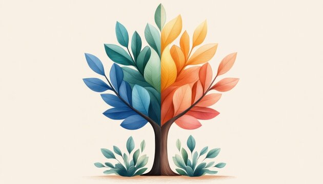 Boost your efficiency with this vivid graphic of a colorful productivity tree, with leaves as tasks, ideal for project management visualization and planning Utilize this unique diagram to track