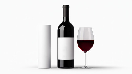 Wine Bottle Mockup: A sleek and sophisticated mockup featuring a wine bottle, glass, and label, providing a perfect canvas for showcasing your brand or design.  