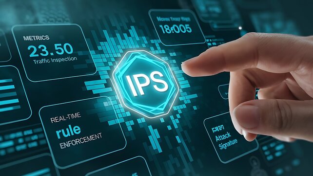 businessman pressing virtual button IPS, intrusion prevention system programming interface. cloud computing concept, cloud technology, Saas, Paas, Iaas. AWS Services
