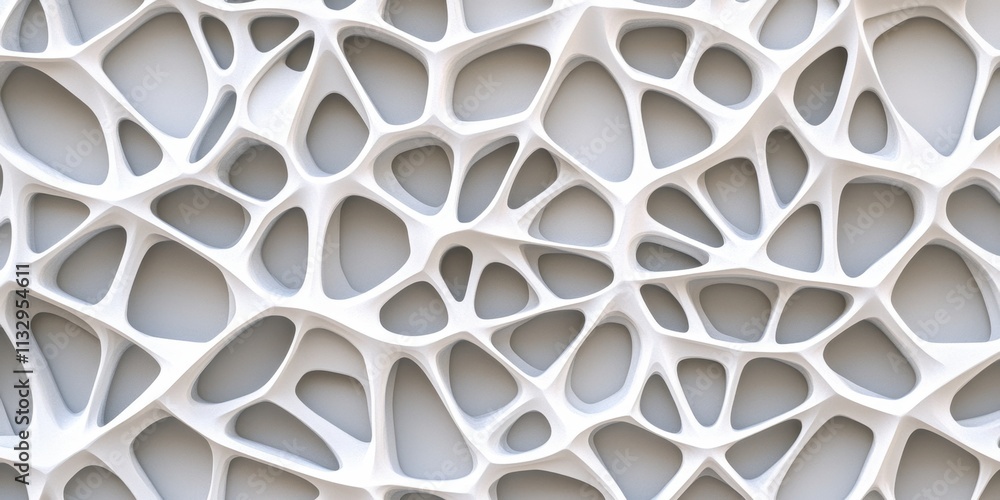 Aufkleber abstract white organic structure: intricate 3d render of a complex cellular network design