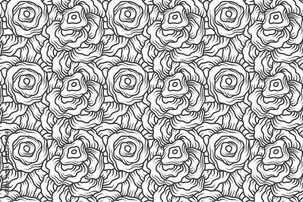 Poster abstract seamless black and white line art pattern. hand drawn linear endless repeatable pattern des