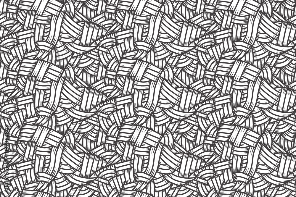 Poster abstract seamless black and white line art pattern. hand drawn linear endless repeatable pattern des