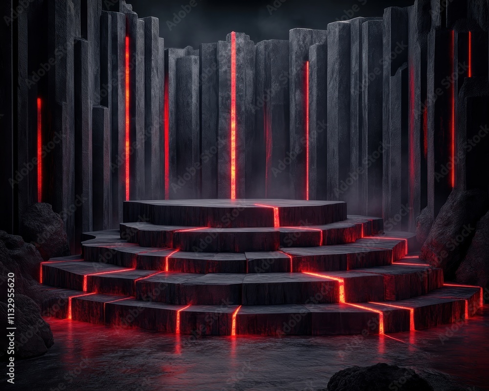 Poster explore a stunning abstract geometric landscape with glowing task points and structured paths, a dig