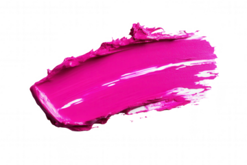 A vibrant pink paint stroke displays its smooth texture and rich color against a transparent background, ideal for use in creative projects, graphic design, or as a striking visual element in various 
