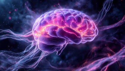 Obraz premium Explore the intricate pathways of the human brain with our abstract representation, showcasing vibrant neural patterns and promoting focus techniques Learn stress management through mindful