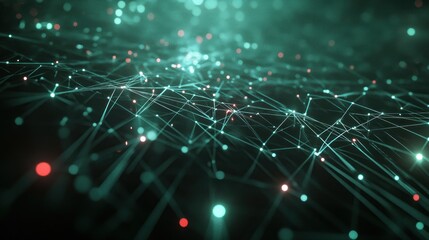Obraz premium Abstract digital network visualization with glowing nodes and connections.