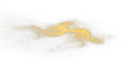 Bright yellow abstract sparkles starry night sky isolated on transparent background, cutout