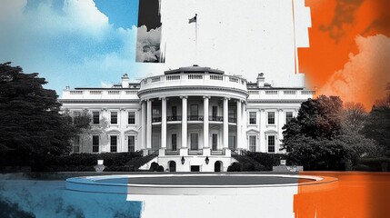 Creative artistic collage of the White House.