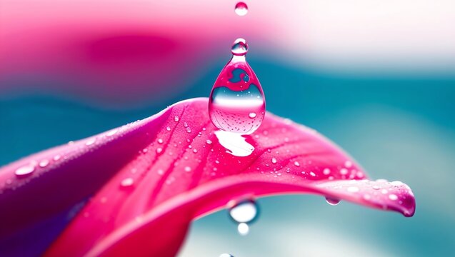 Water drop on a petal of a pink african daisy (osteopermum) 
