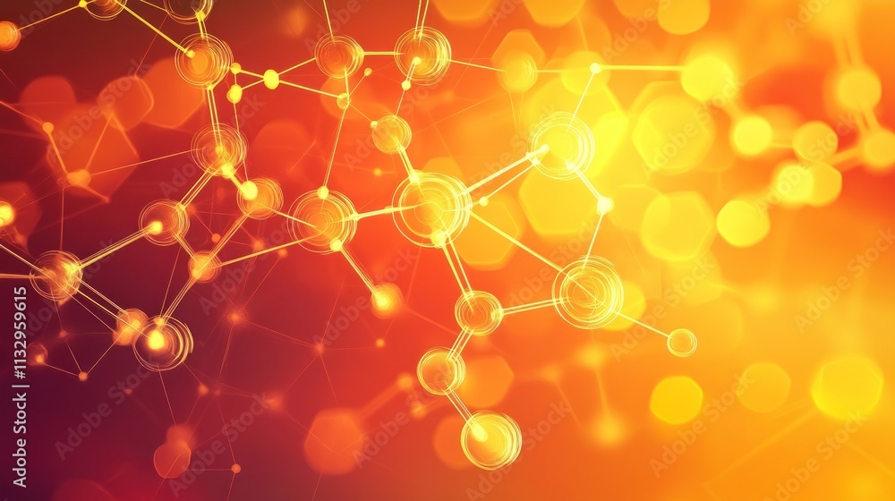 Aufkleber abstract representation of molecular structures with a vibrant background.