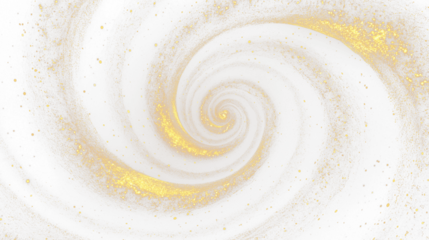 Glittery champagne gold lines forming abstract spiral isolated on transparent background, cutout