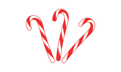 Obraz premium Christmas candy cane with red ribbon simple vector 