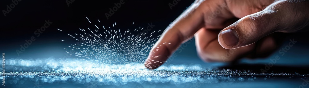 Poster forensic expert examining pathology evidence in a controlled environment macro viewpoint of finger i