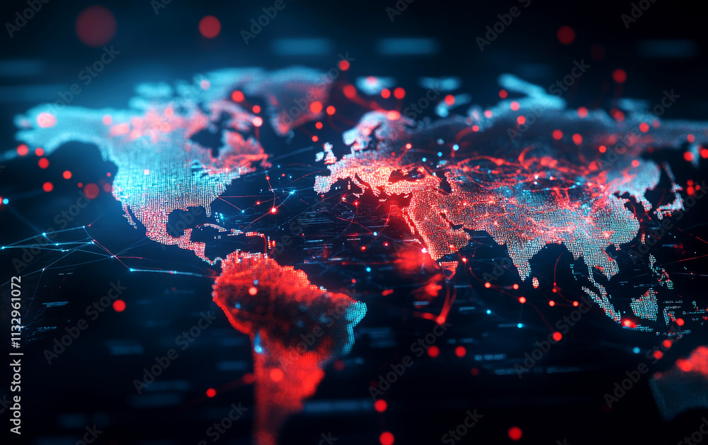 Poster forensic expert examining global pathology data visualization high-tech environment digital world ma