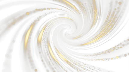 Glittery champagne gold lines forming abstract spiral isolated on transparent background, cutout