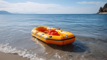 orange boat on the beach
