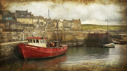Vintage Fishing Boat at Quiet Harbor