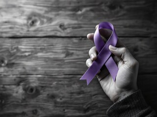 Purple Ribbon Symbolism for Cancer Awareness on World Cancer Day