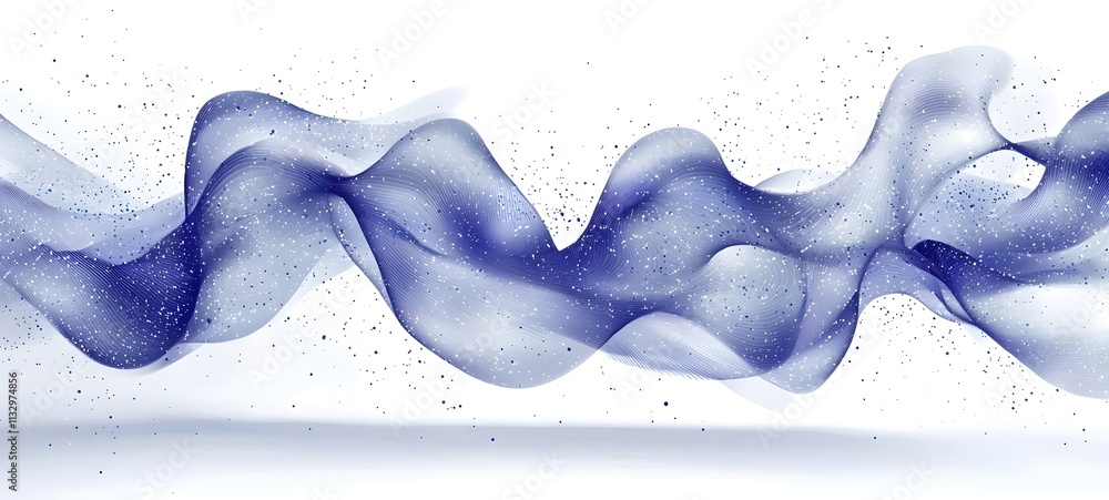 Poster an abstract swirl of translucent blue hues intermingled with shimmering particles, creating a smooth