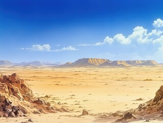 Fototapeta premium background, expansive desert dunes, daytime, low detail, anime