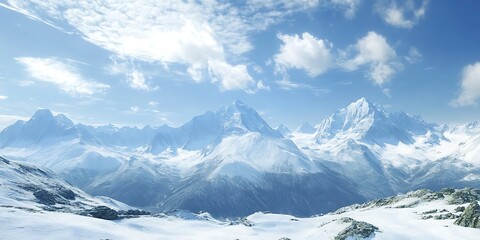 Obraz premium Snow-covered mountain peaks in winter 