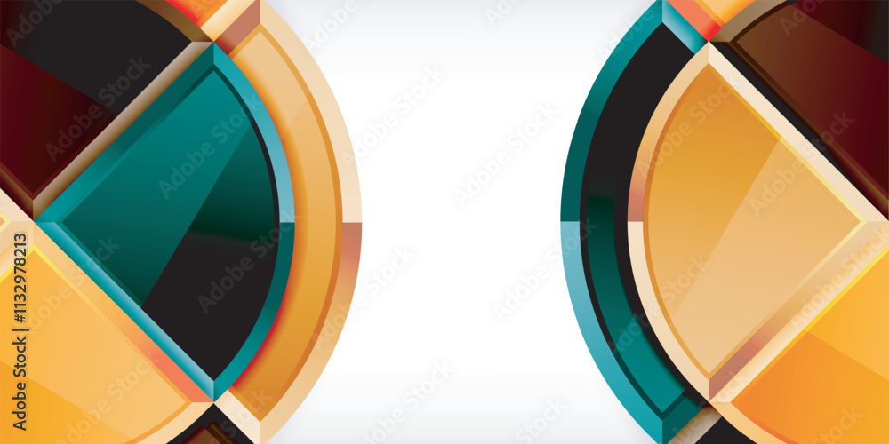 Poster Abstract background - circles and round triangles with 3d effect. Vector Illustration For Wallpaper, Banner, Background, Card, Book Illustration, landing page