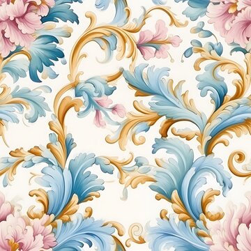 Elegant rococo floral pattern decorating a classic background