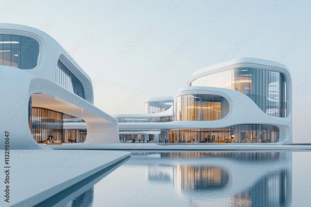 Aufkleber futuristic university campus design showcasing innovative architecture modern learning environment c