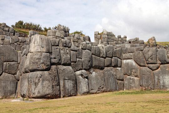 Cyclopean ramparts at the Sacsayhuaman fortress, Cusco Peru
