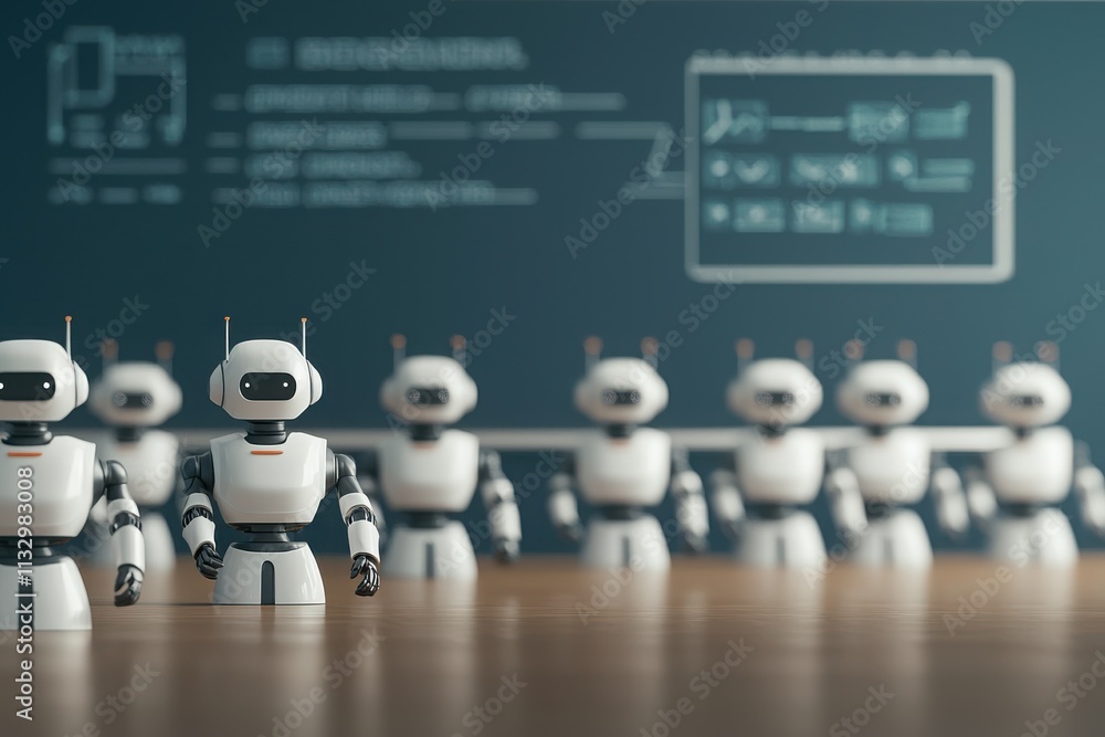 Poster ai robots assisting students in a modeled classroom environment educational technology future learni