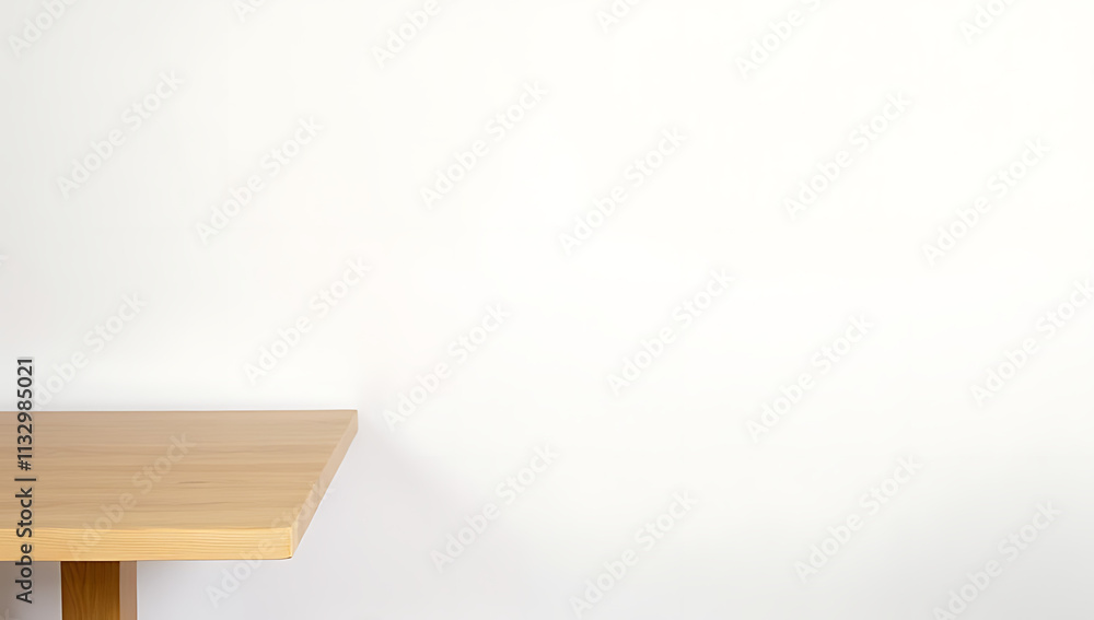 Poster wooden tabletop is placed on a clean white background as part of a product design concept for visual