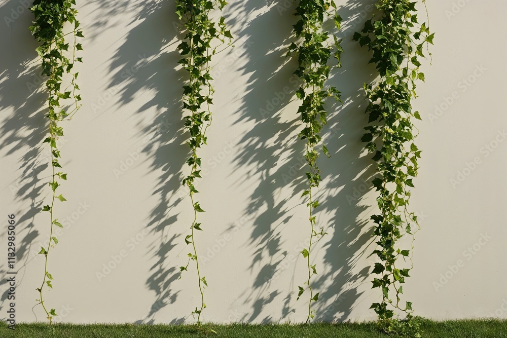 Poster cascading vine shadows forming intricate patterns on light walls