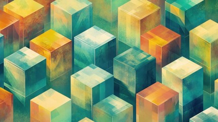 Obraz premium Abstract Colorful Cube Pattern Design: A Vivid Display of Geometric Shapes and Hues