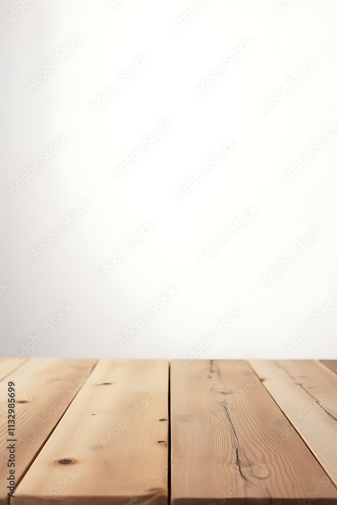 Poster wood table top texture in selective focus on a clean white background for product displays and key v