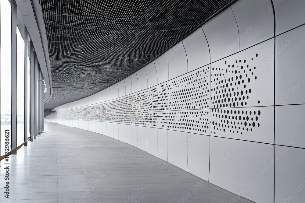 Poster innovative use of reinforced polymer panels in futuristic architecture at a cutting-edge design hub 