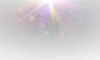 Crystal explosion png. Glowing bright the effect of a bright rainbow flash of light on a transparent background with rays . Png lens explosion, spark, spark. Glowing bright light explosion effect. 