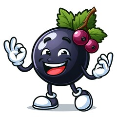 Fototapeta premium a single isolated happy comix black currant on a white background