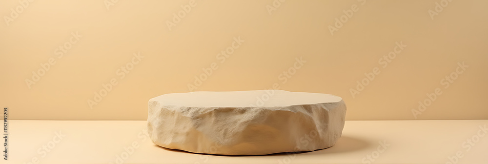 Poster the selective focus top sandstone product is showcased on a beige colored background through this un