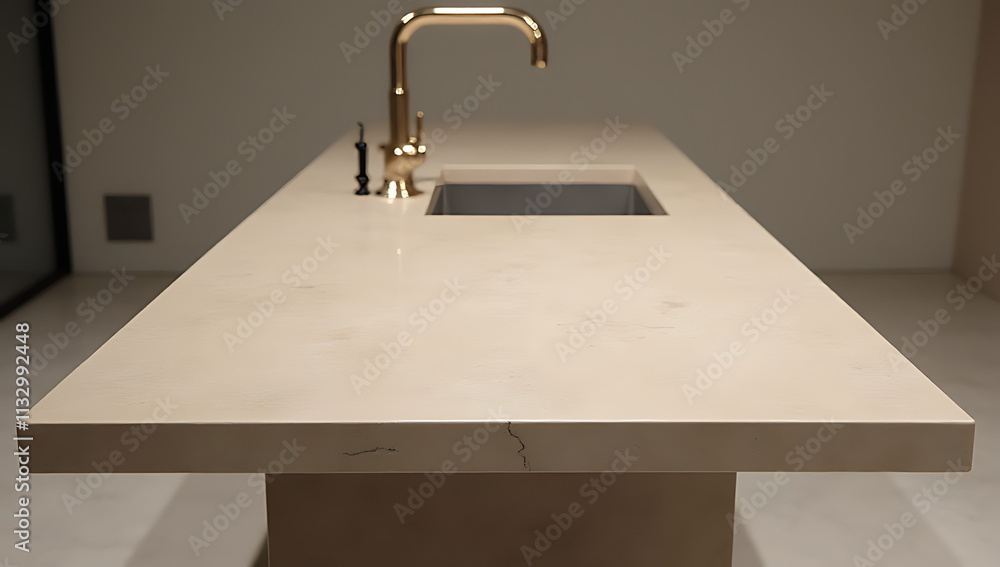 Poster The sandstone top features a selective focus as part of its sleek and modern product display platform design._00002_
