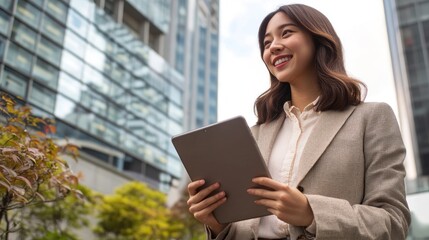 Fototapeta premium Confident Businesswoman Using Tablet in City
