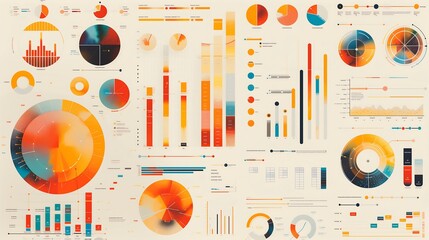 Obraz premium business statistics info graphics, pie charts, bar graphs, and numerical data, business growth analysis 
