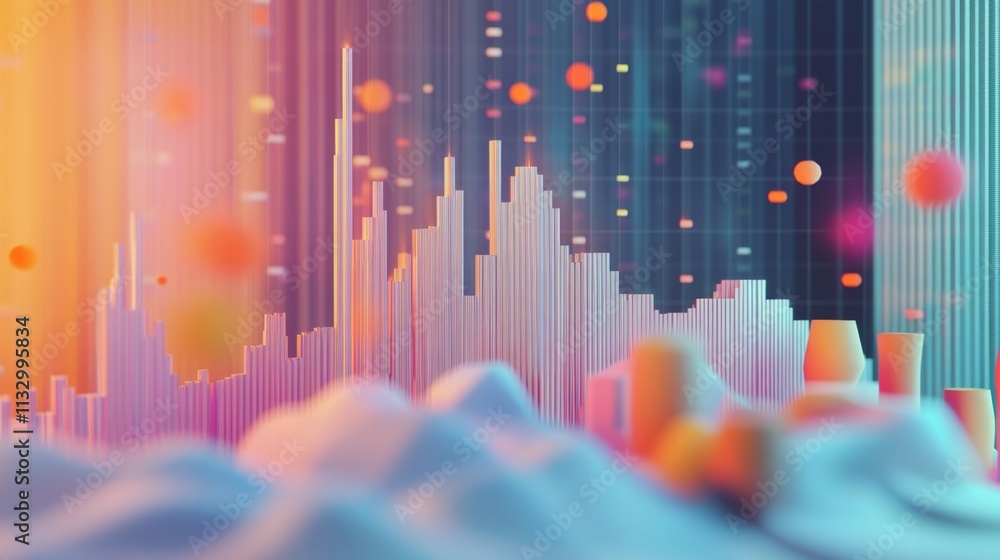 Poster dynamic data visualization digital world abstract art technology vibrant colors modern concept for d