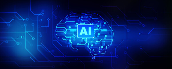 Fototapeta premium 2d illustration Artificial Intelligence (AI) concept