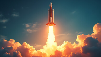 Fototapeta premium Rocketing business ideas inspire innovative concepts and propel entrepreneurs towards achieving their goals of ultimate success and prosperity._00001_