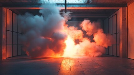 Dramatic smoke effect in an industrial space