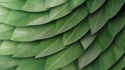 Obraz premium Textured green leaves arranged in layers.