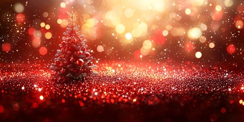 Festive Red Glitter Christmas Tree Background